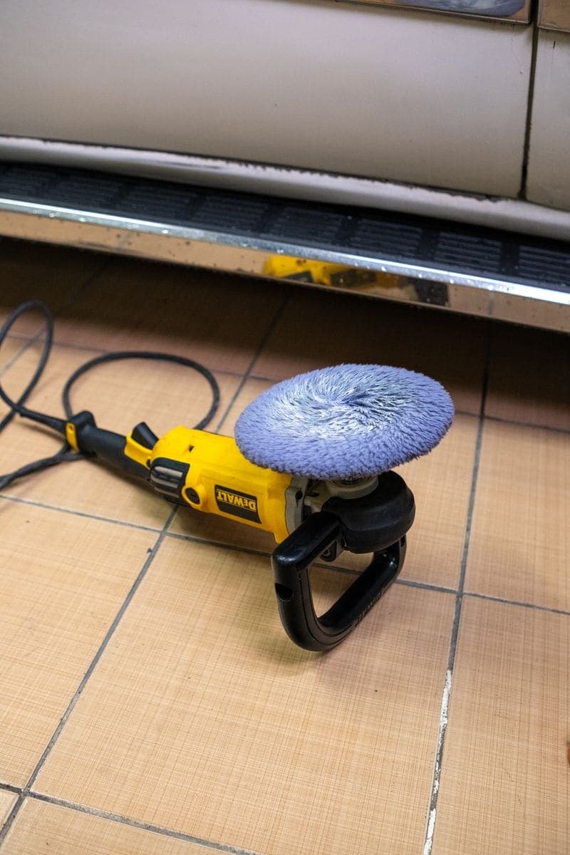 Marble floor polishing during a deep clean