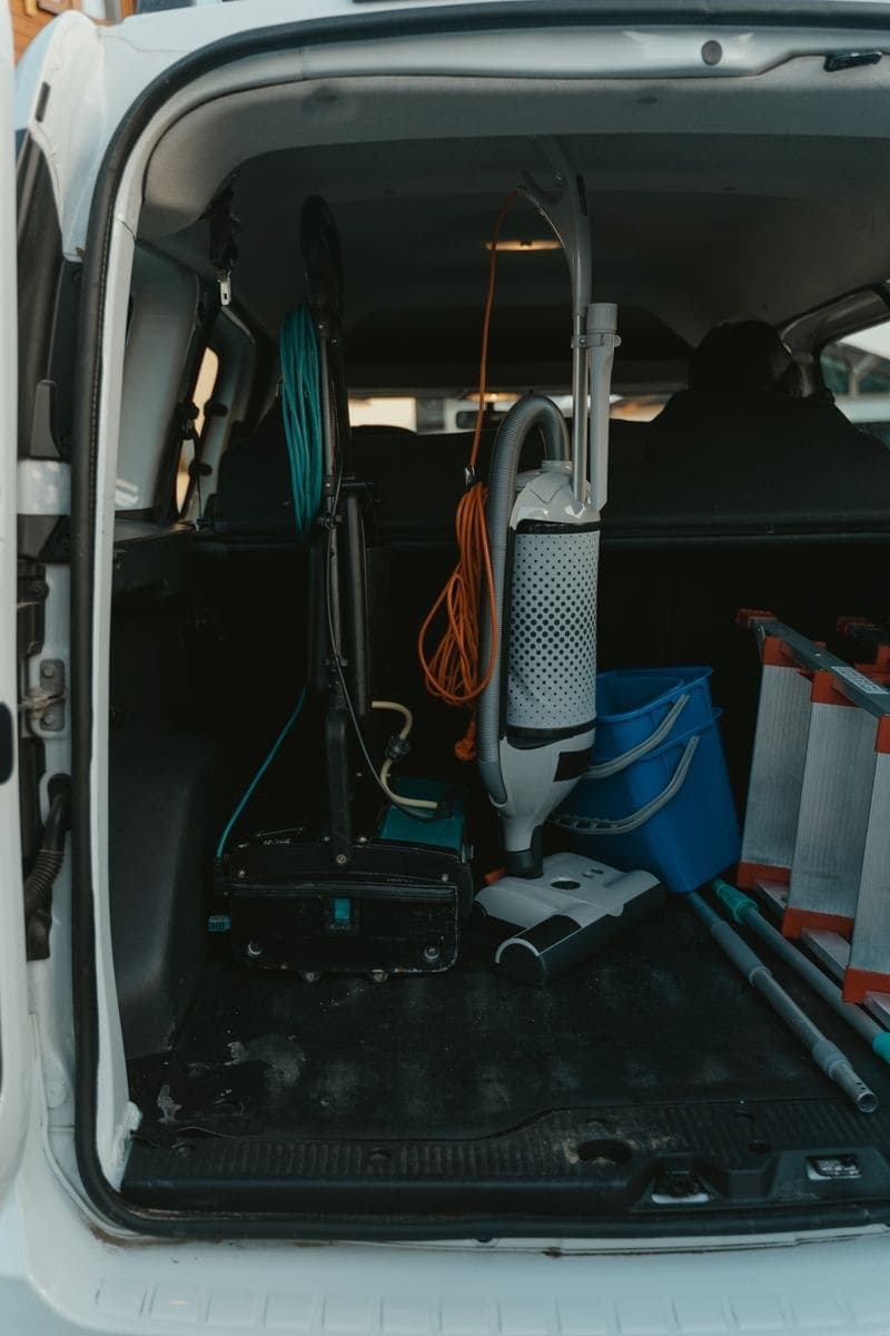 Professional cleaning equipment ready for a site visit