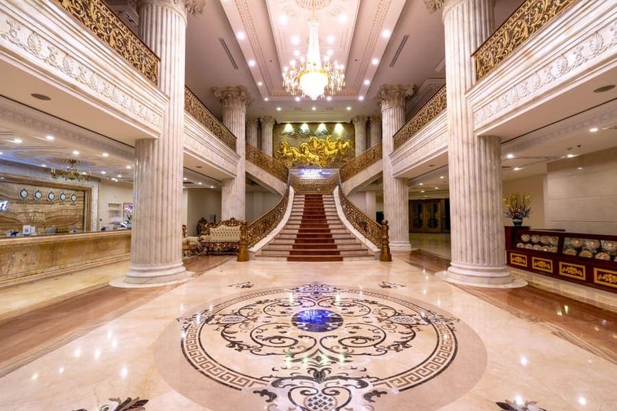 Hotel lobby interior maintained under a soft services facilities contract